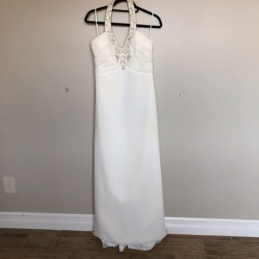 ‎Christian Michele Cream Chiffon Wedding Dress